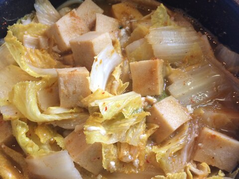 高野豆腐とキャベツのカレー鍋